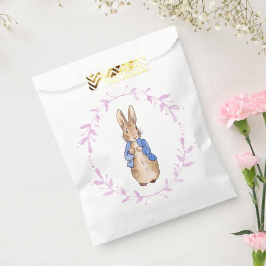 Peter the Rabbit met Pink leaf Wreath Bedankzakje (Gezegeld)
