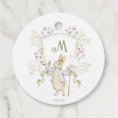 Peter the Rabbit Monogram Crest Gender Baby shower Bedankjes Labels (Voorkant)