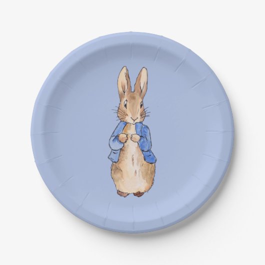 Peter the Rabbit op Blue Background Papieren Bordje (Voorkant)