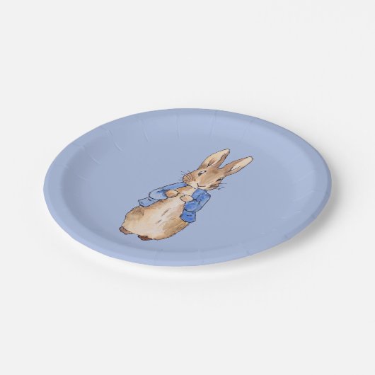 Peter the Rabbit op Blue Background Papieren Bordje (Gekanteld)