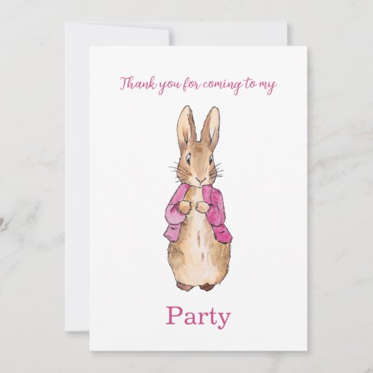 Peter the Rabbit Pink jack Bedankt Kaart (Voorkant)