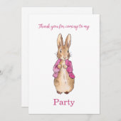 Peter the Rabbit Pink jack Bedankt Kaart (Voorkant / Achterkant)