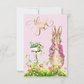 Peter the Rabbit Pink jack Floral Lijst Bedankkaart (Voorkant)