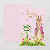 Peter the Rabbit Pink jack Floral Lijst Bedankkaart (Voorkant / Achterkant)