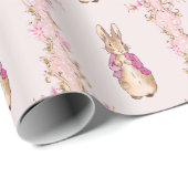 Peter the Rabbit Pink jack Floral Lijst Cadeaupapier (Rol Hoek)