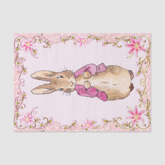 Peter the Rabbit Pink jack Floral Lijst Tissuepapier (Voorkant)