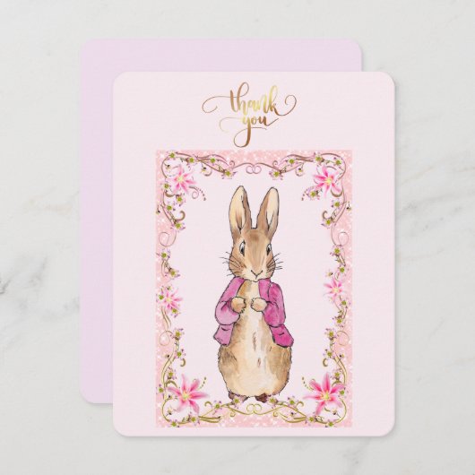 Peter the Rabbit Pink jack jack jack jack jack jac Bedankkaart (Voorkant / Achterkant)
