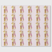 Peter the Rabbit Pink Jacket First Birthday Cadeaupapier (Vlak)