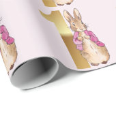 Peter the Rabbit Pink Jacket First Birthday Cadeaupapier (Rol Hoek)