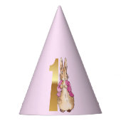 Peter the Rabbit Pink Jacket First Birthday Feesthoedjes (Voorkant)