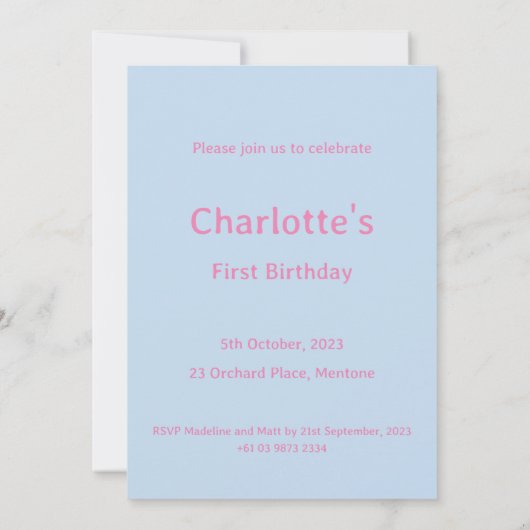 Peter the Rabbit Pink Jacket First Birthday Kaart (Achterkant)