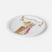 Peter the Rabbit Pink Jacket First Birthday Papieren Bordje (Gekanteld)