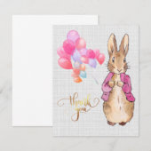 Peter the Rabbit Pink Jacket Grey Linen Bedankkaart (Voorkant / Achterkant)