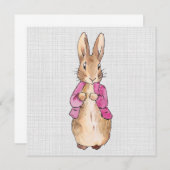 Peter the Rabbit Pink Jacket Grey Linen Bedankkaart (Voorkant / Achterkant)