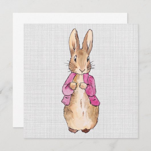 Peter the Rabbit Pink Jacket Grey Linen Bedankkaart (Voorkant / Achterkant)