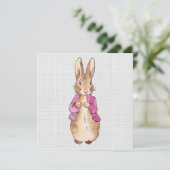 Peter the Rabbit Pink Jacket Grey Linen Bedankkaart (Staand voorkant)