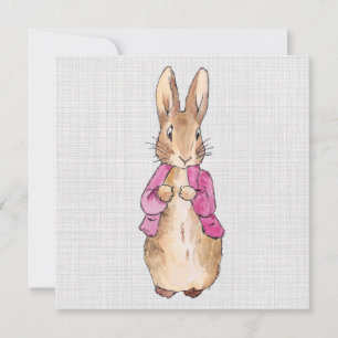 Peter the Rabbit Pink Jacket Grey Linen Bedankkaart