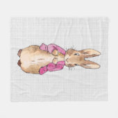 Peter the Rabbit Pink Jacket Grey Linen Fleece Deken (Voorkant (Horizontaal))