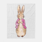 Peter the Rabbit Pink Jacket Grey Linen Fleece Deken (Voorkant)
