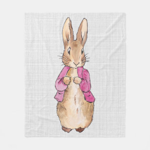 Peter the Rabbit Pink Jacket Grey Linen Fleece Deken