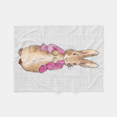 Peter the Rabbit Pink Jacket Grey Linen Fleece Deken (Voorkant (Horizontaal))