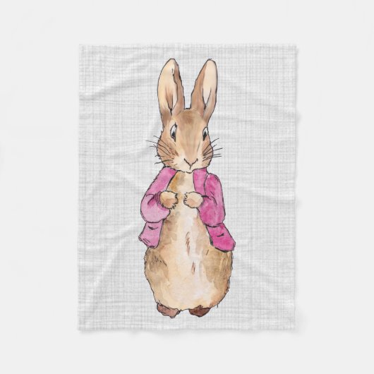 Peter the Rabbit Pink Jacket Grey Linen Fleece Deken (Voorkant)