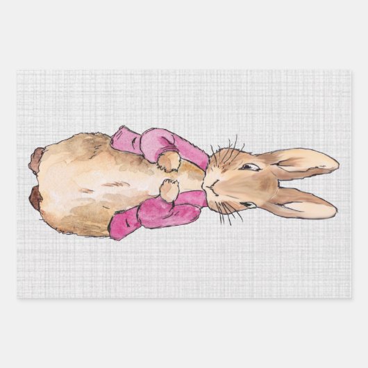 Peter the Rabbit Pink Jacket Grey Linen Inpakpapier Vel (Voorkant 3)