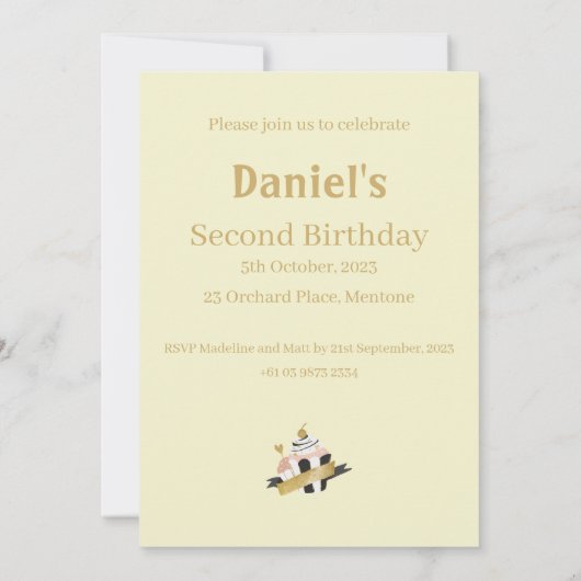 Peter the Rabbit Second Birthday Invitation Kaart (Achterkant)