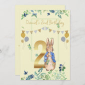 Peter the Rabbit Second Birthday Invitation Kaart (Voorkant / Achterkant)