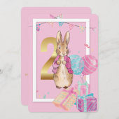Peter the Rabbit Second Birthday Invitation Kaart (Voorkant / Achterkant)