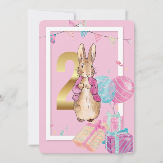 Peter the Rabbit Second Birthday Invitation Kaart (Voorkant)