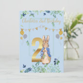Peter the Rabbit Second Birthday Invitation Kaart (Staand voorkant)