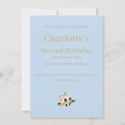 Peter the Rabbit Second Birthday Invitation Kaart (Achterkant)