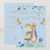 Peter the Rabbit Second Birthday Invitation Kaart (Voorkant / Achterkant)