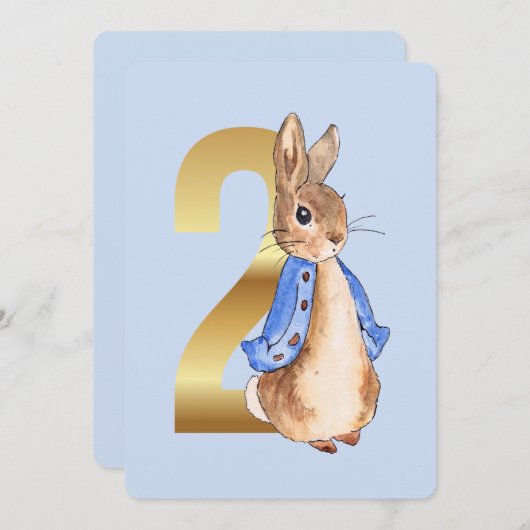 Peter the Rabbit Second Birthday Invitation Kaart (Voorkant / Achterkant)