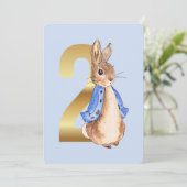 Peter the Rabbit Second Birthday Invitation Kaart (Staand voorkant)