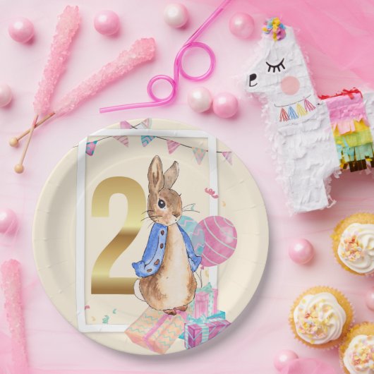 Peter the Rabbit Second Birthday Papieren Bordje (Feest)