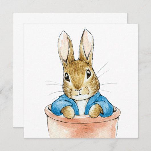 Peter the Rabbit Sitting in a Plant Pot Kaart (Voorkant / Achterkant)