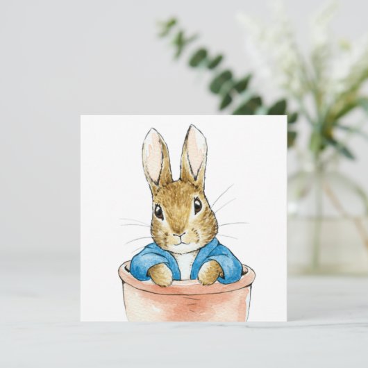 Peter the Rabbit Sitting in a Plant Pot Kaart (Staand voorkant)