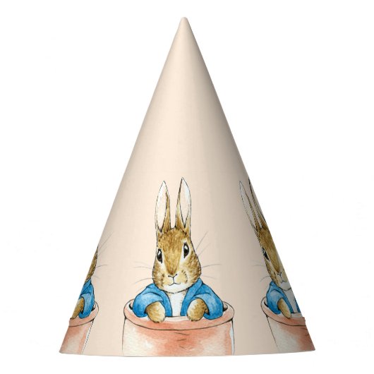 Peter the Rabbit Sitting in a Pot Feesthoedjes (Voorkant)