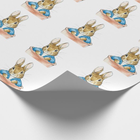 Peter the Rabbit Sitting in a Pot Paper Bord Cadeaupapier (Hoek)