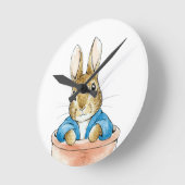 Peter the Rabbit Sitting in a Pot Ronde Klok (Hoek)