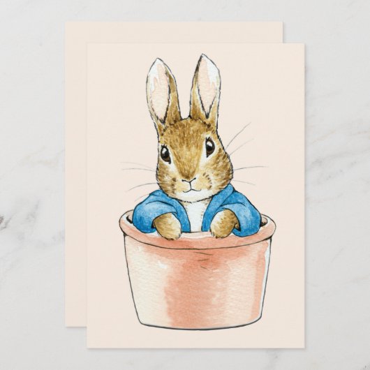 Peter the Rabbit Sitting in Plant Pot Bedankkaart (Voorkant / Achterkant)