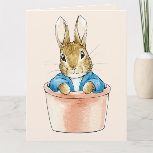 Peter the Rabbit Sitting in Plant Pot Kaart (Voorkant)