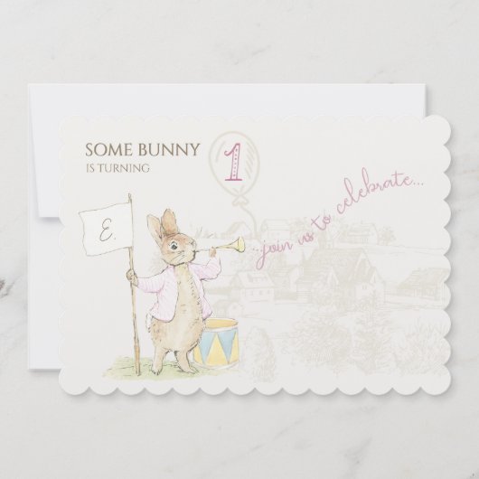 Peter the Rabbit Some Bunny 1st Birthday Foto Kaart (Achterkant)