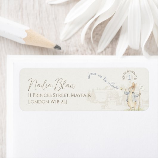 Peter the Rabbit Some Bunny Beatrix 1st Birthday Etiket (Insitu)