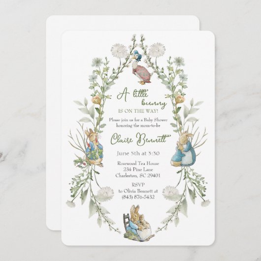 Peter the Rabbit Wildflower Baby Is On The Way QR Kaart (Voorkant / Achterkant)