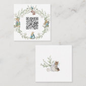 Peter the Rabbit Wildflower QR Code Vierkante Visitekaartje (Voorkant / Achterkant)