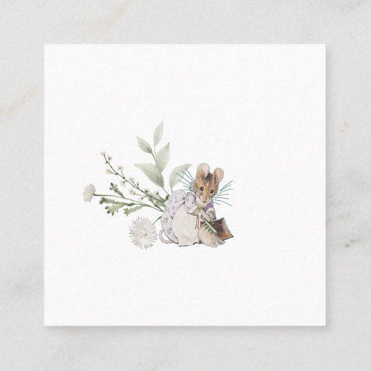 Peter the Rabbit Wildflower QR Code Vierkante Visitekaartje (Achterkant)