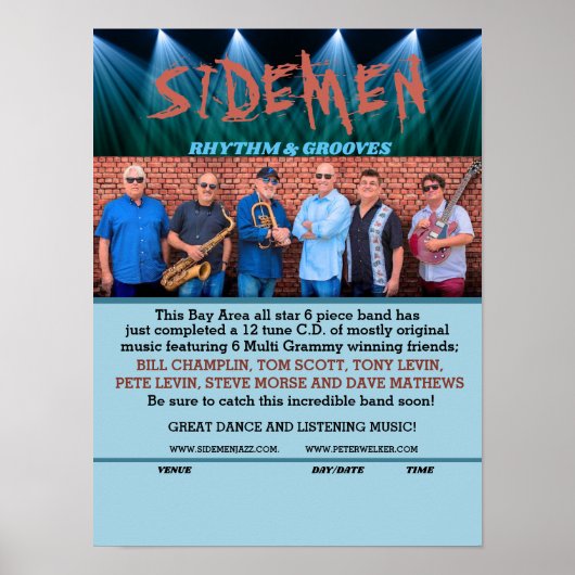 Peter Welker "Sidemen" Band Music Poster (Voorkant)